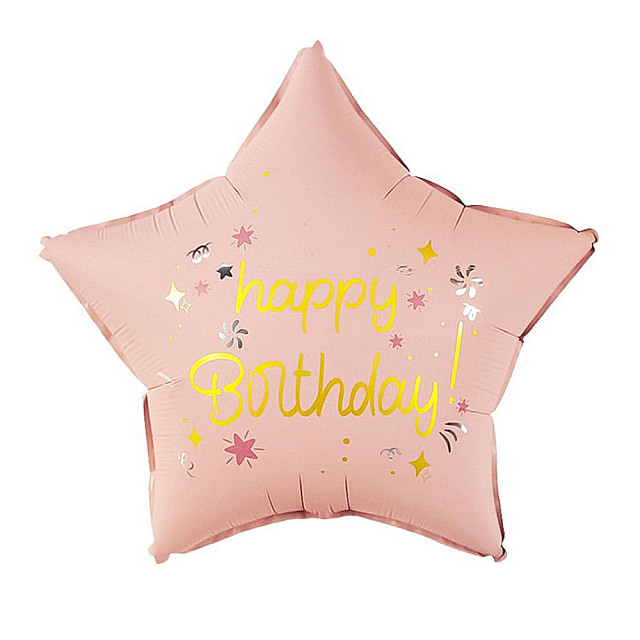 Шар Звезда Happy Birthday 26929 праздничные искры розовый