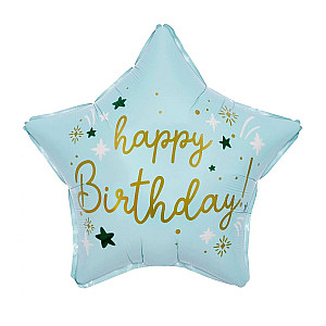 Шар Звезда Happy Birthday 26930 праздничные искры голубой