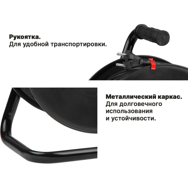Удлинитель на катушке Юпитер JP8404-02 4 розетки с заземлением 40 м
