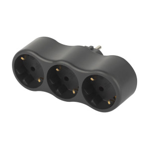 Тройник Эра SPx-3e-B Б0059723 3 гнезда с заземлением черный