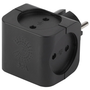 Тройник Эра SP-4-B Б0008207 4 гнезда без заземления черный