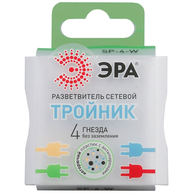 Тройник Эра SP-4-W Б0005103 4 гнезда без заземления белый