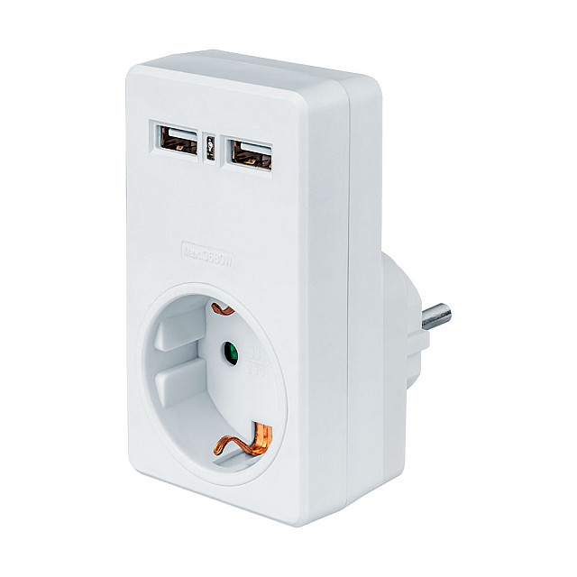 Адаптер Navigator 61 699 NAD-USB02-1E-C-WH 1 гнездо с заземлением