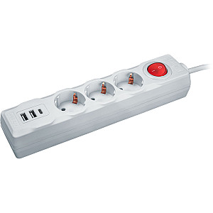 Удлинитель Navigator 61 455 NPE-USB-03-300-180-ESC -3x1 3 гнезда с заземлением выключателем 1.8 м