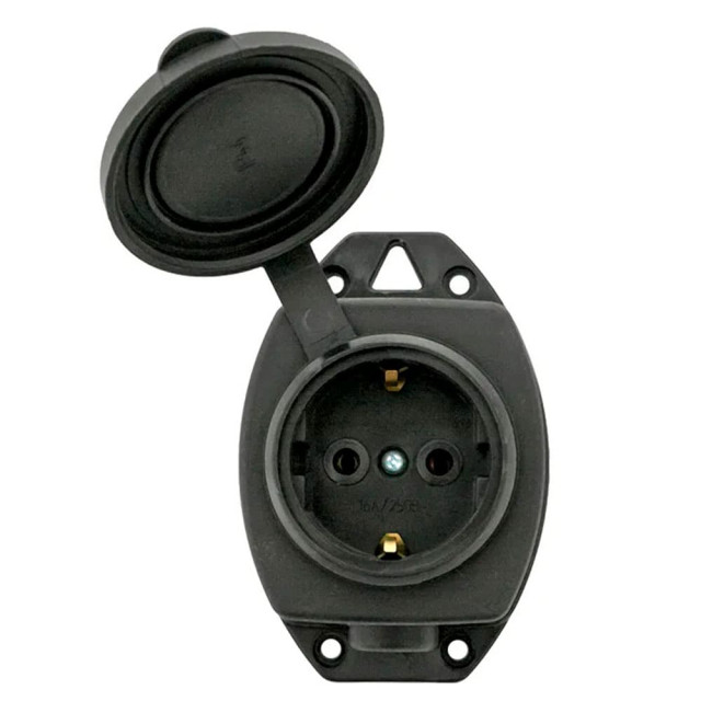 Колодка розеточная EKF Марс RPS-014-16-230-44 2P+PE 16A IP44 с защитной крышкой каучуковая