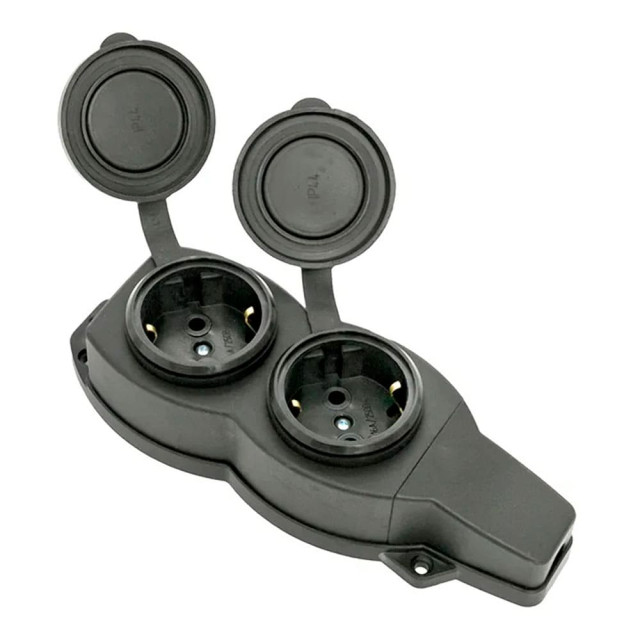 Колодка розеточная EKF Марс RPS-018-16-230-44 230В 2P+PE 16A IP44 с защитными крышками каучуковая