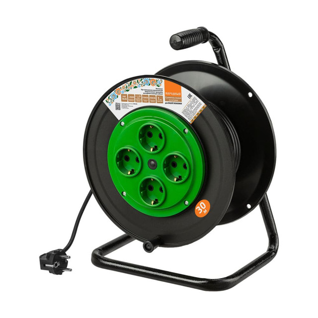 Удлинитель на катушке TDM Electric Народный SQ1307-0522 силовой 4 гнезда с заземлением з 30 м