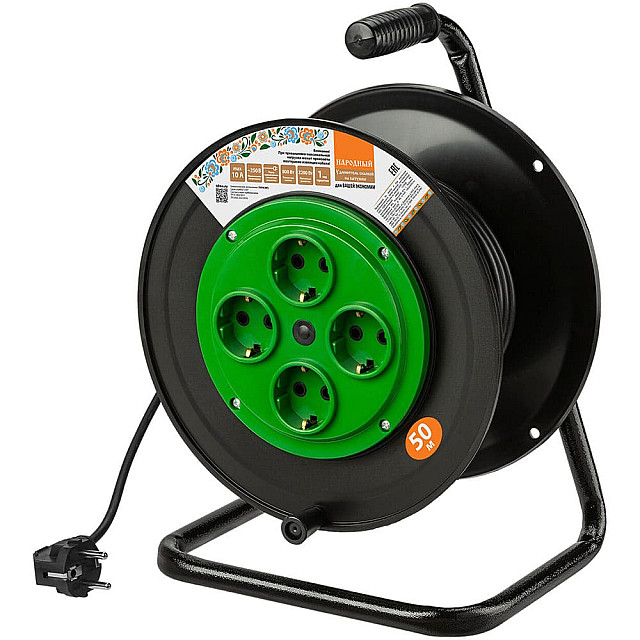 Удлинитель на катушке TDM Electric Народный SQ1307-0514 силовой 4 гнезда 50 м