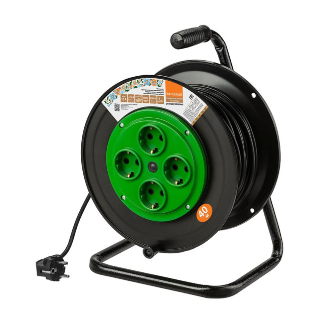 Удлинитель на катушке TDM Electric Народный SQ1307-0513 силовой 4 гнезда с заземлением 40 м