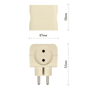 Тройник Эра SP-4-I Б0008206 4 гнезда без заземления слоновая кость