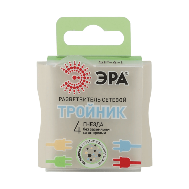 Тройник Эра SP-4-I Б0008206 4 гнезда без заземления слоновая кость