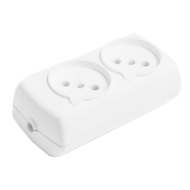 Колодка Borsan BR-1542-0 2 гнезда без заземления белая