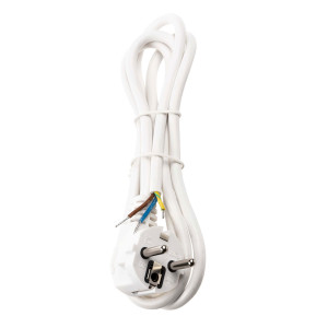 Шнур сетевой с вилкой TDM Electric SQ1305-0076 ПВС 3*0.75 мм.кв с заземлением белый 3 м