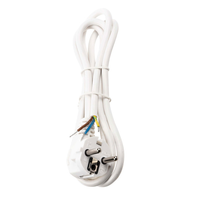 Шнур сетевой с вилкой TDM Electric SQ1305-0076 ПВС 3*0.75 мм.кв с заземлением белый 3 м