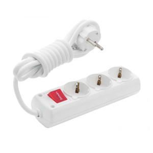 Удлинитель Borsan BR-1563-2 3 гнезда с заземлением с выключателем белый 2 м