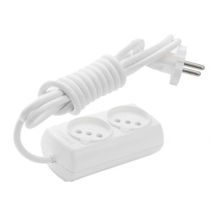 Удлинитель Borsan BR-1542-5 2 гнезда без заземления белый 5 м