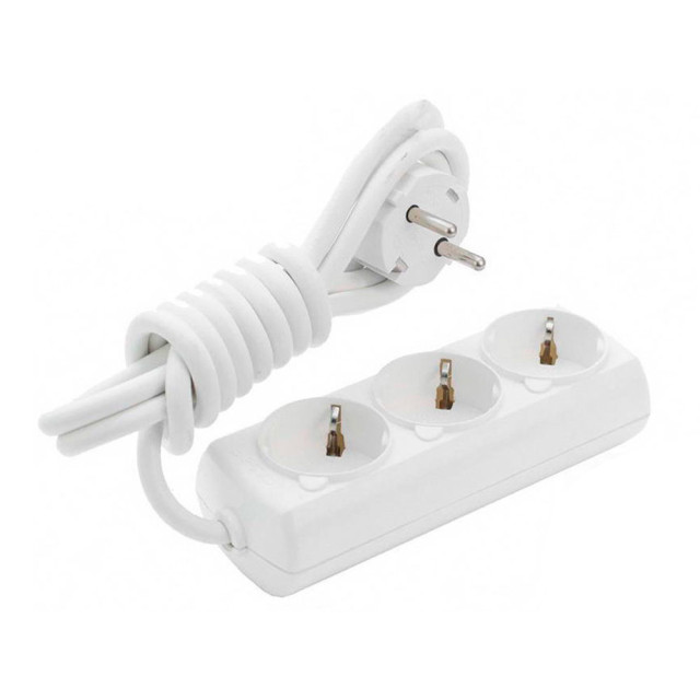 Удлинитель Borsan BR-1553-2 3 гнезда с заземлением белый 2 м