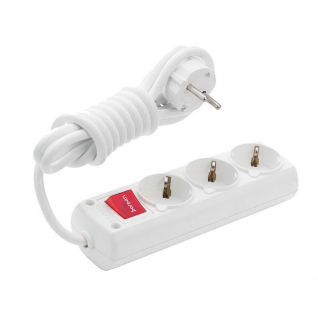 Удлинитель Borsan BR-1563-315 3 гнезда с заземлением с выключателем белый 3 м