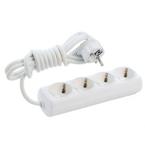 Удлинитель Borsan BR-1554-2 4 гнезда с заземлением белый 2 м