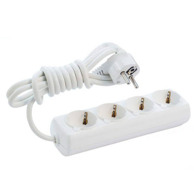 Удлинитель Borsan BR-1554-2 4 гнезда с заземлением белый 2 м