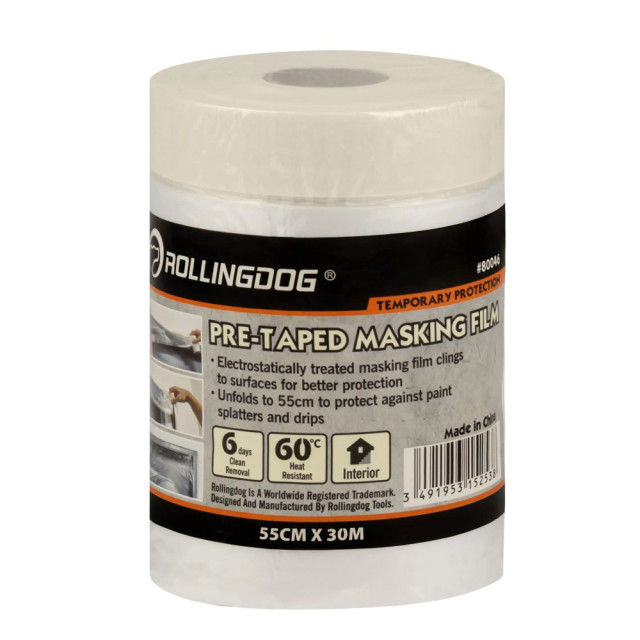 Полотно  укрывное Rollingdog Masking Film на малярной ленте  0.55*30 м