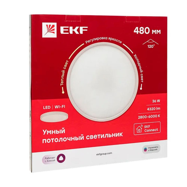 Умный потолочный светильник EKF Connect sclwf-480-cct 480 мм 36W