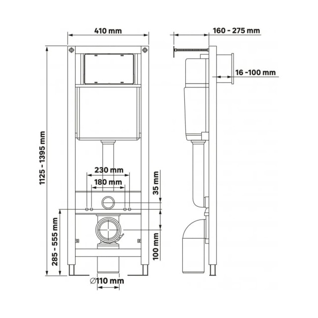 Унитаз подвесной с инсталляцией Berges Tornas Rimless + Atom 410 / АТ-043329 с черной кнопкой Atom Line Soft Touch