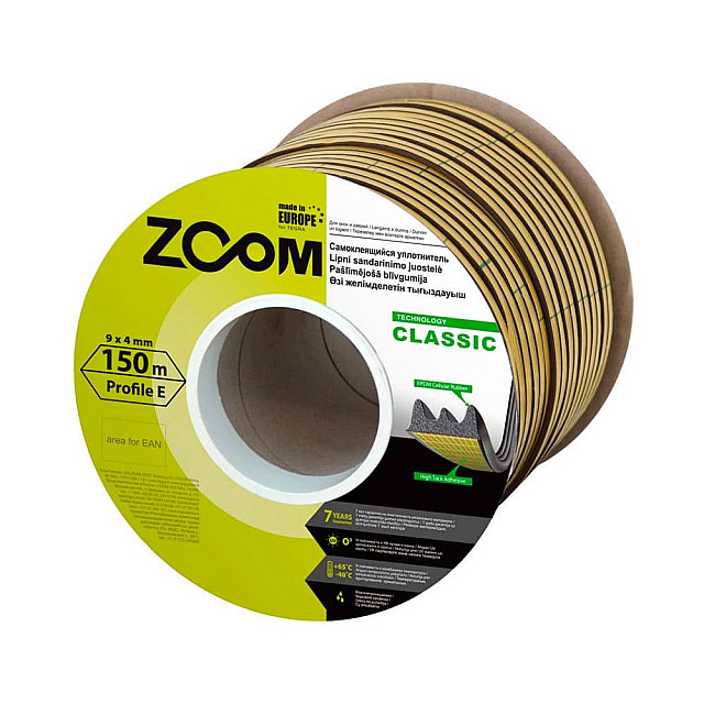 Уплотнитель Zoom Classic сдвоенный профиль E 9*4 мм коричневый