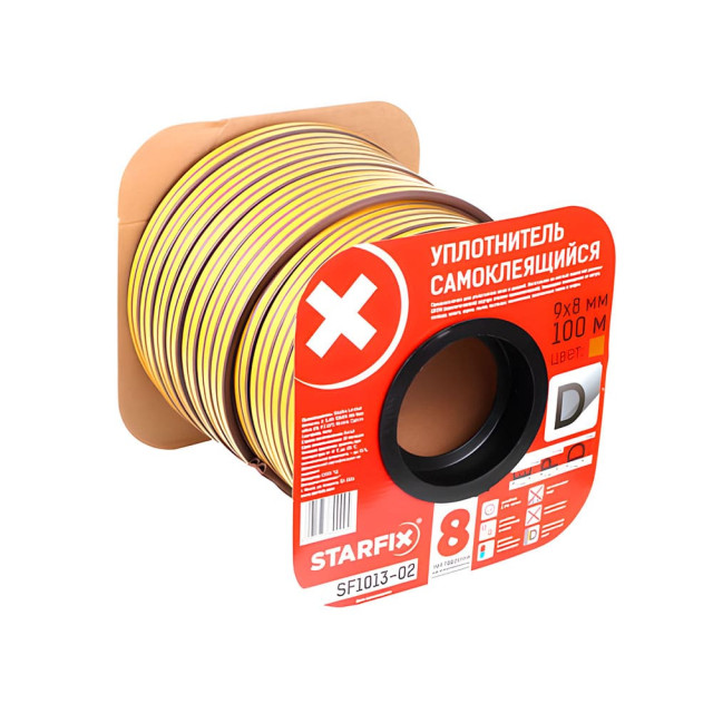 Уплотнитель Starfix SF1013-02 сдвоенный профиль D 9*8 мм коричневый