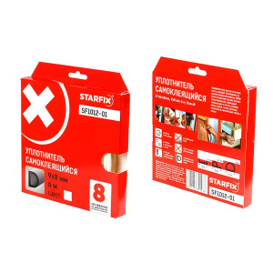 Уплотнитель Starfix SF1012-01 сдвоенный профиль D 9*8 мм белый 6 м
