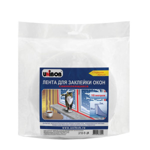Лента самоклеящая Unibob 41542 для заклейки окон пенополиэтилен 50 мм*2 мм*10 м