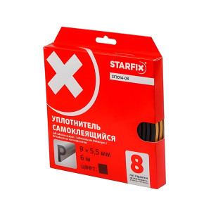 Уплотнитель Starfix SF1014-03 сдвоенный профиль P 9*5.5 мм черный 6 м