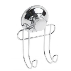Крючок двойной Perfecto Linea Fix Lock 35-385240 настенный на вакуумной присоске хром
