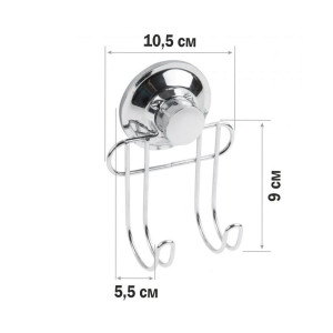 Крючок двойной Perfecto Linea Fix Lock 35-385240 настенный на вакуумной присоске хром