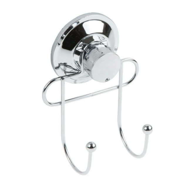 Крючок двойной Perfecto Linea Fix Lock 35-381240 настенный на вакуумной присоске хром