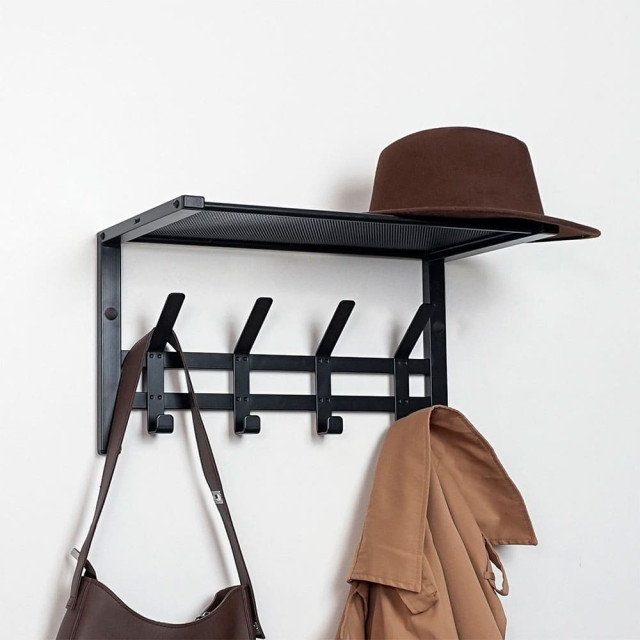 Вешалка ЗМИ Торонто 11 ВСПТ11 с полкой черный