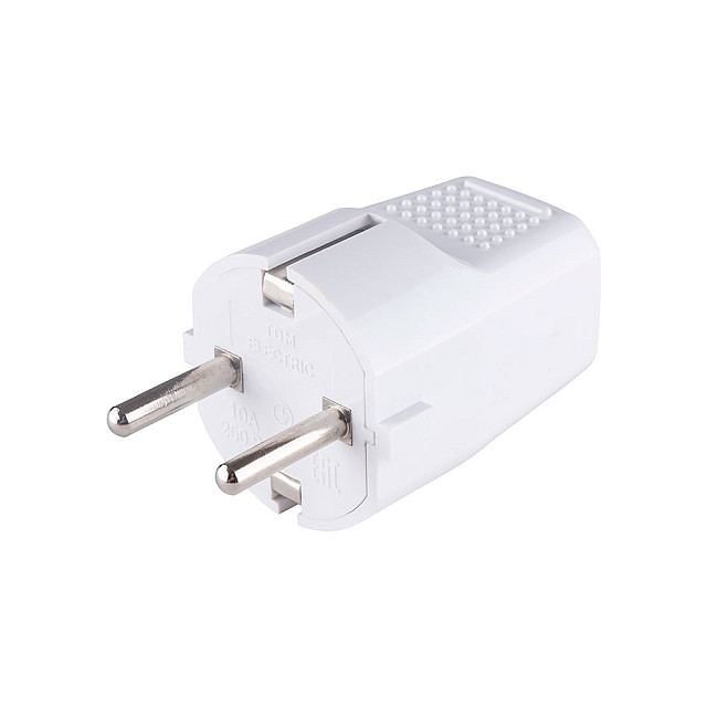 Вилка прямая TDM Electric SQ1806-0197 с заземлением c перфорацией белая