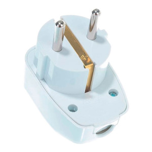 Вилка угловая AY-KA 77 148 00 с заземлением с выключателем белая