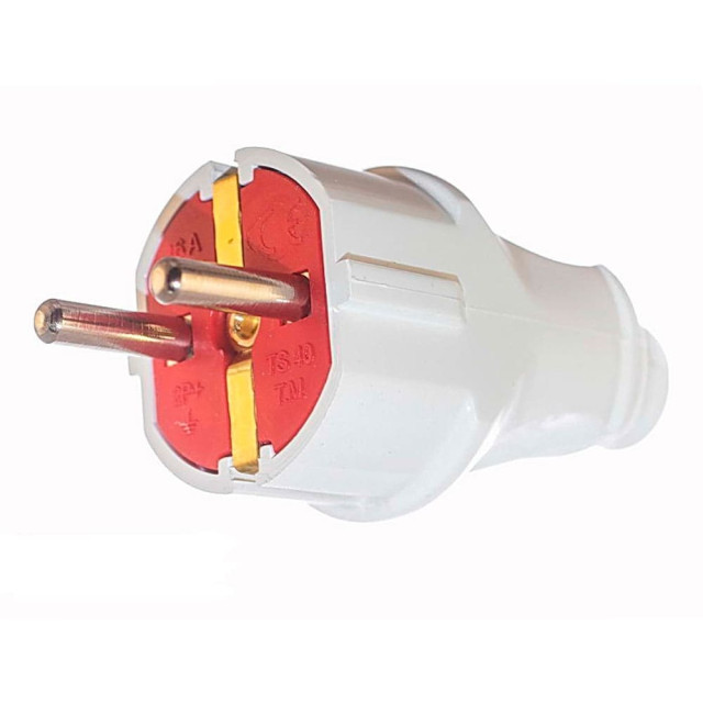 Вилка EL-BI 505-001101-816 с заземлением белый/красный