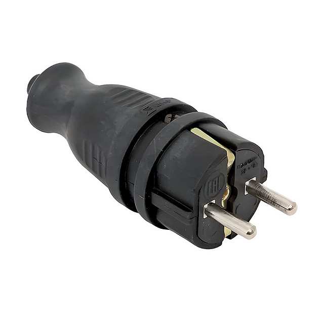 Вилка прямая EKF Basic RPS-011-16-230-44 2P+PE 16A 230В IP44 каучук черная