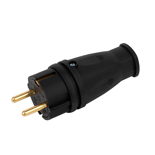 Вилка прямая Эра VX10-B-IP44 Б0055414 каучуковая с заземлением 16А IP44 черная