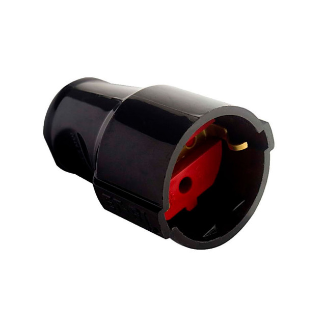 Розетка штепсельная EL-BI 505-000821-812 с заземлением черно-красная