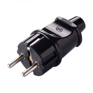 Вилка Makel 10052 с заземлением черная