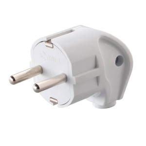 Вилка угловая Makel 10027 с заземлением белая