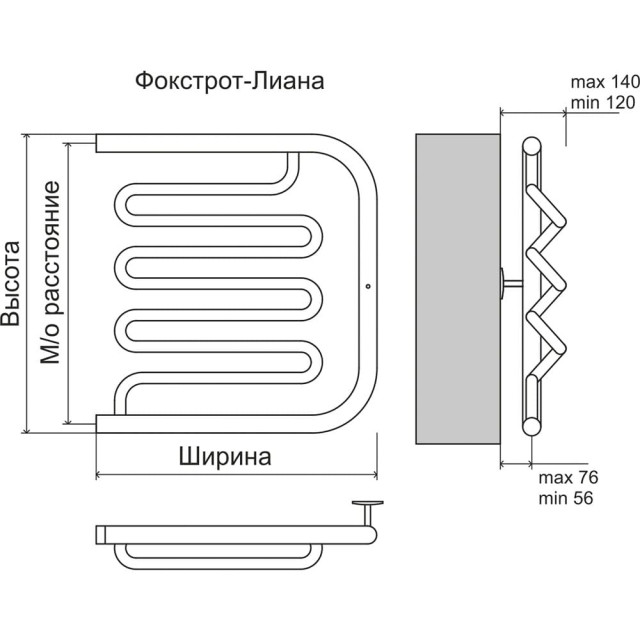 Полотенцесушитель Terminus Фокстрот-Лиана AISI 500*500 мм