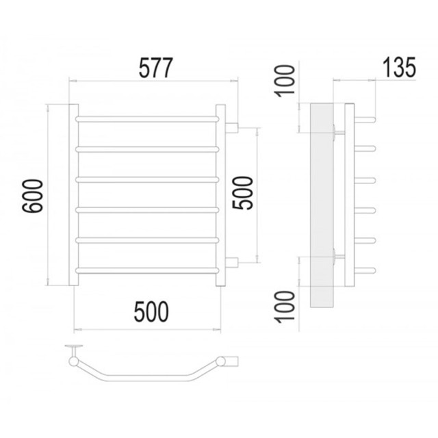Полотенцесушитель Terminus Виктория П6 бп 500*600 мм