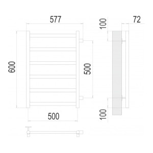 Полотенцесушитель Terminus Аврора П6 бп черный матовый RAL 9005 500*600 мм