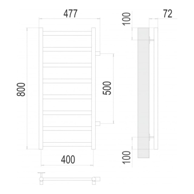 Полотенцесушитель Terminus Аврора П8 400*800 мм бп500