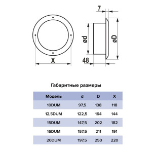 Анемостат приточно-вытяжной Era 12.5DUM металлический с фланцем 125 мм