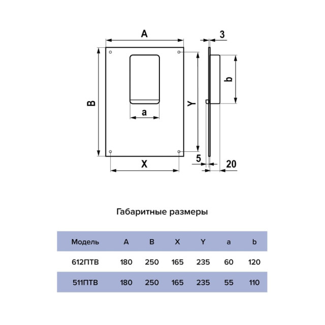 Площадка торцевая Era вертикальная 180*250 мм вход 50*110 мм